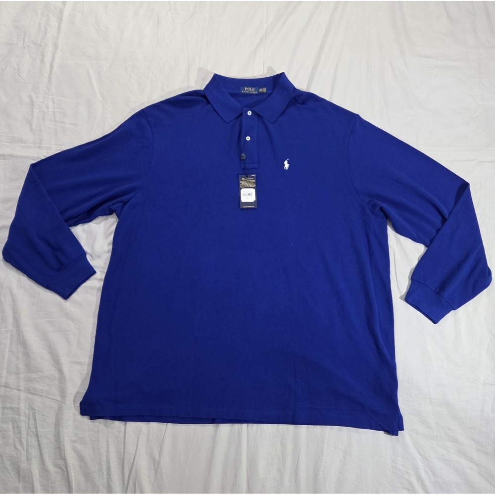 Polo Ralph Lauren Shirt Mens Mesh Knit Royal Blue 3XLT Long Sleeve Classic NWT